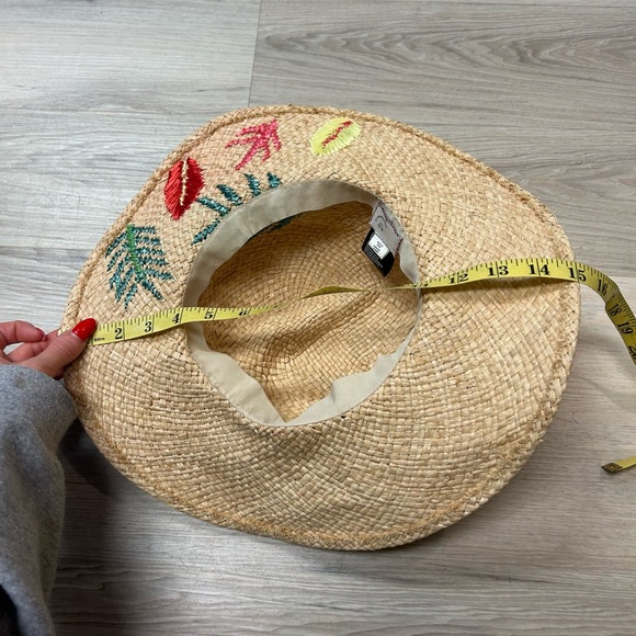 Anthropolgie Straw Hat Embroidered Sun Hat Mother Nature Floppy OS Resort Summer - Picture 9 of 10